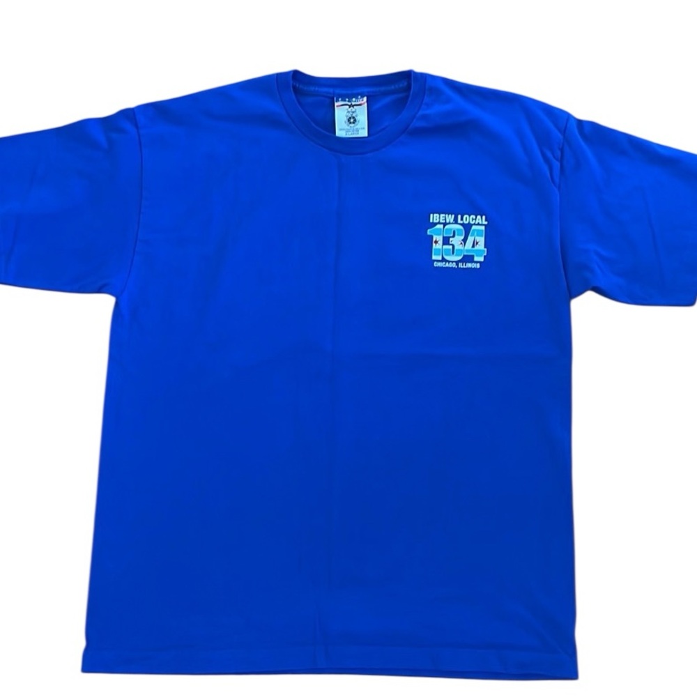 UNION MADE ROYAL BLUE GRAPHIC “I.B.E.W.” TEE SHIRT Size XL Blue White Red Black